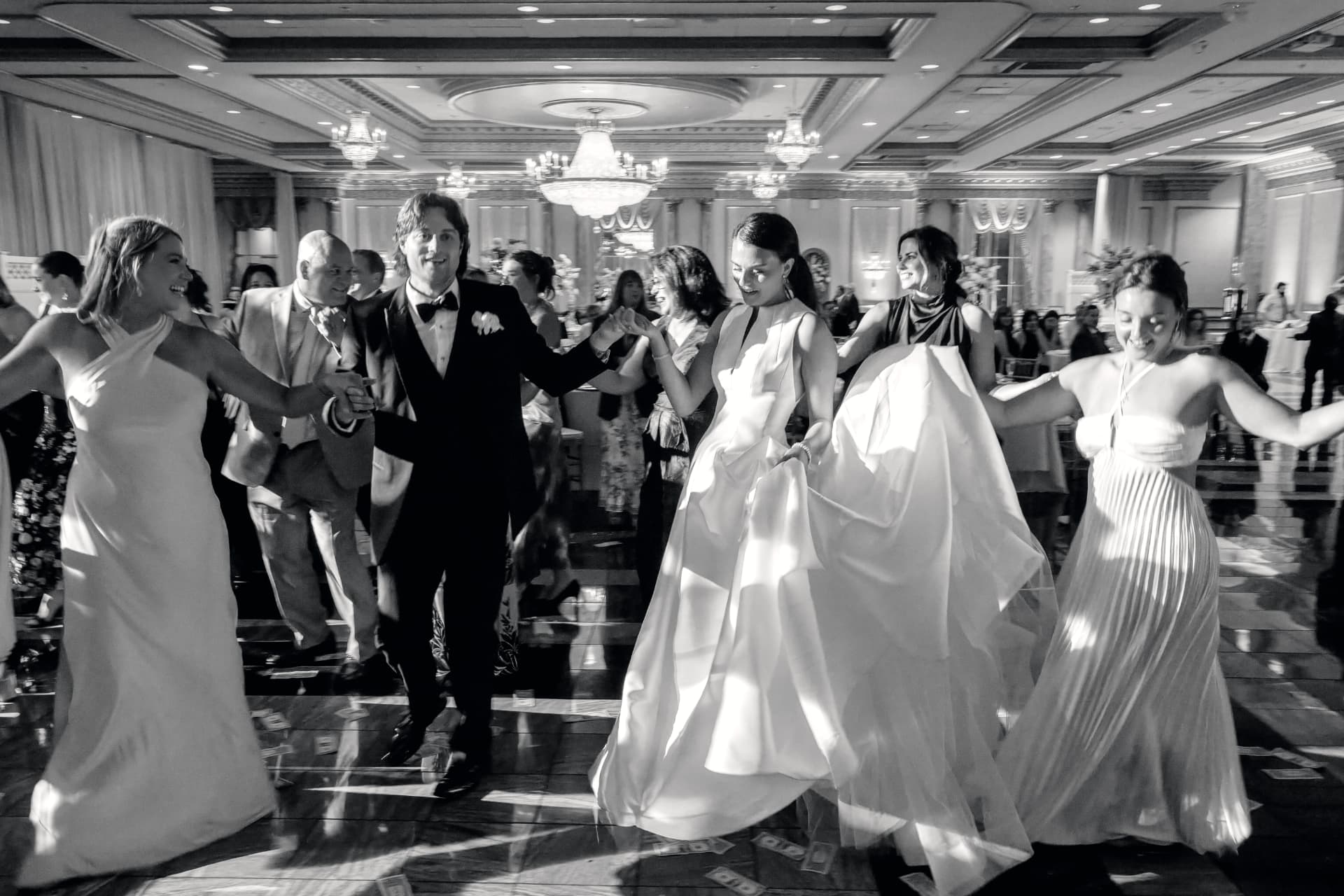 Greek line dancing at the reception