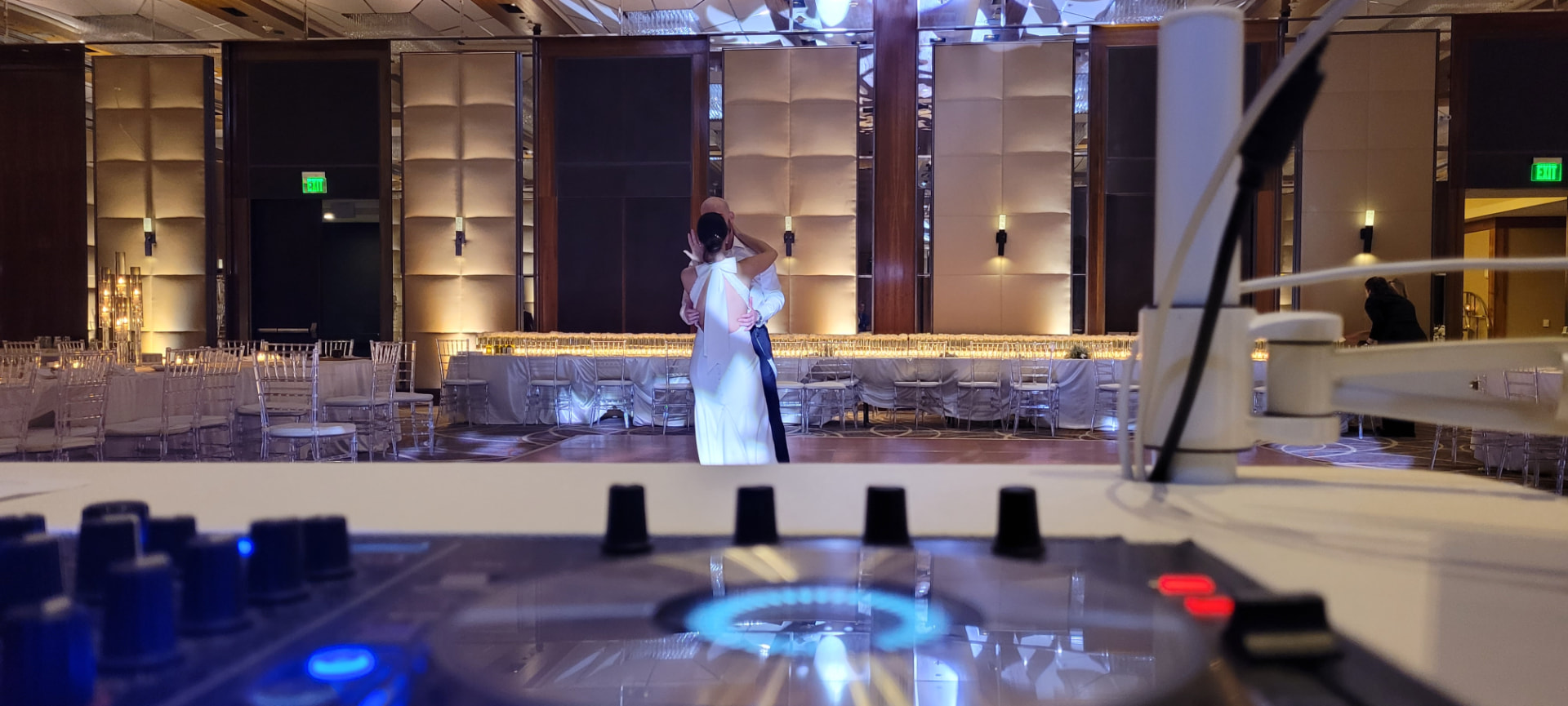 First dance with monogram gobo on the floor