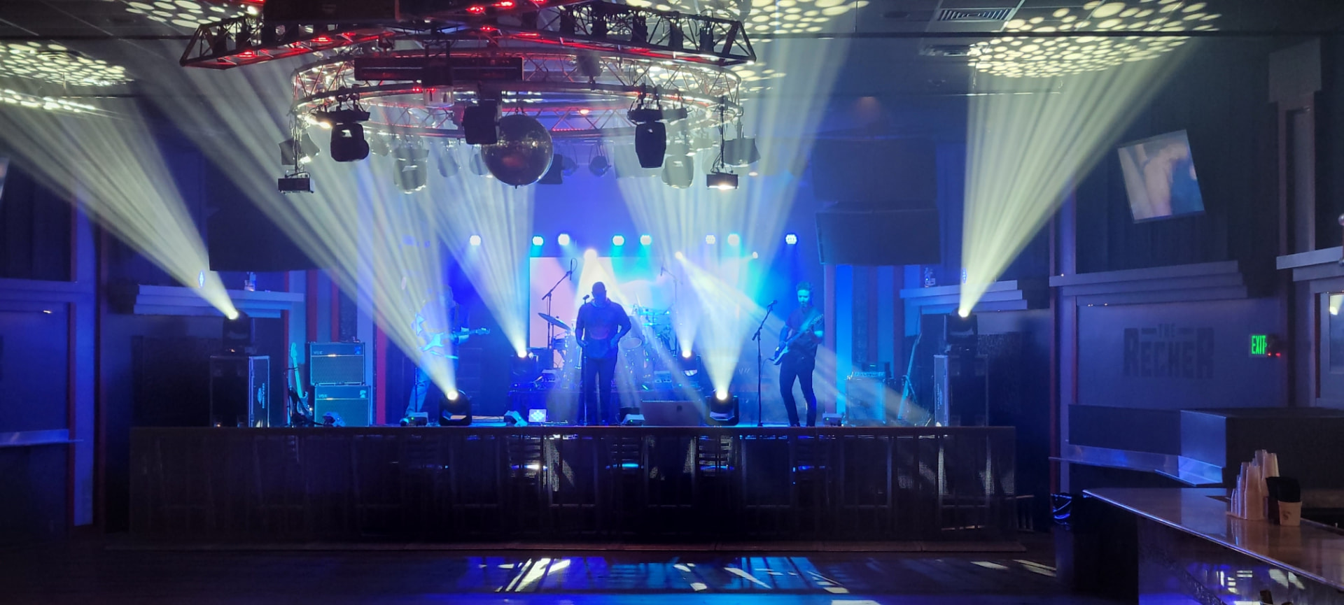 Full stage rig with moving heads and spots